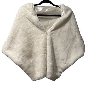 One size - white faux fur shawl - used  once over sleeveless wedding dress.